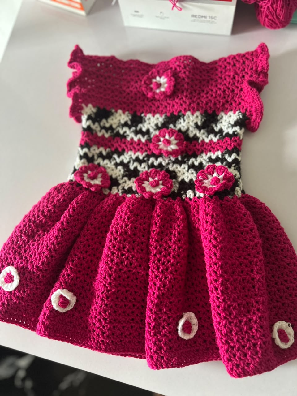 Pink handmade baby crochet dress