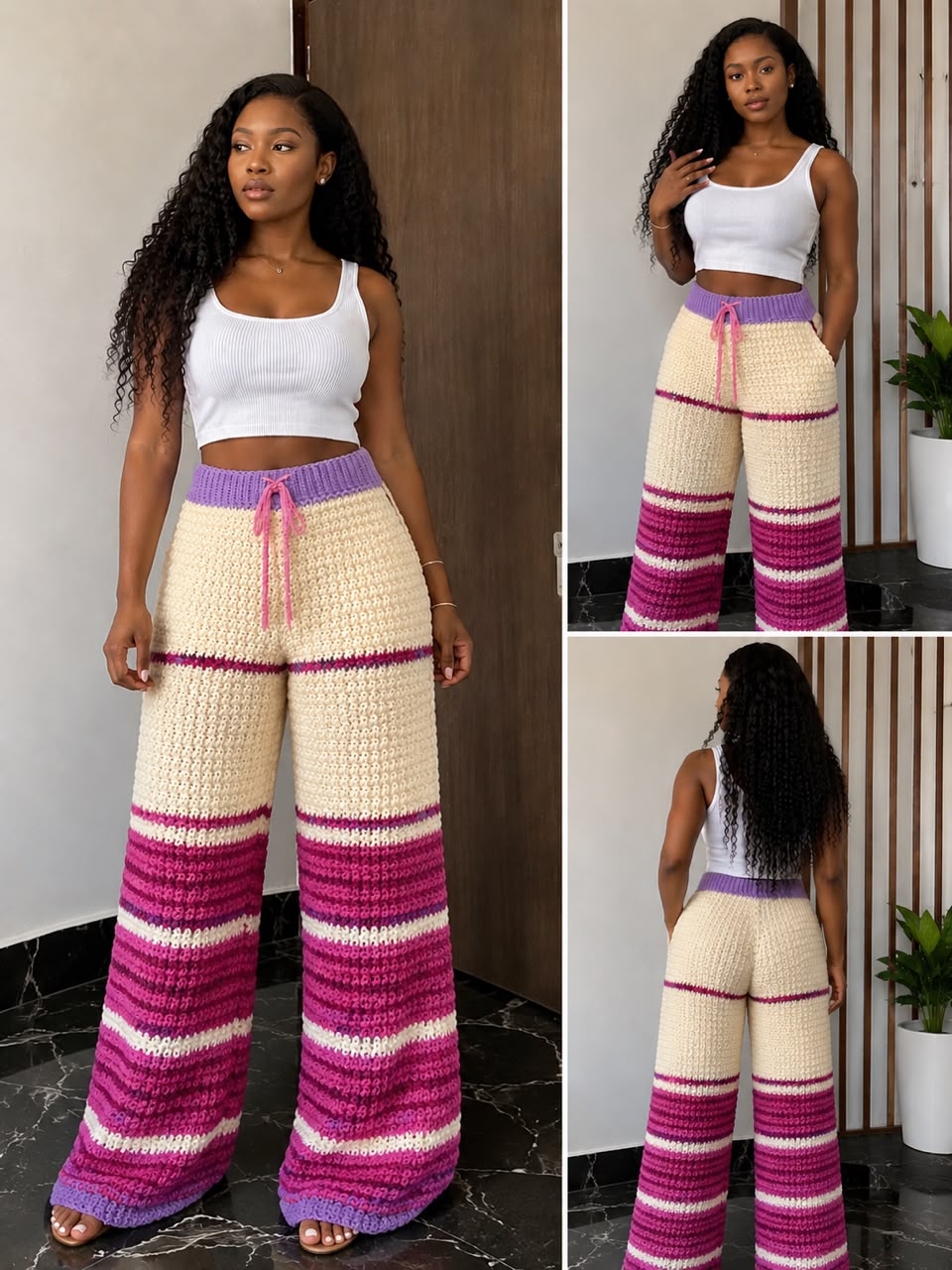 Crochet wide-leg pants